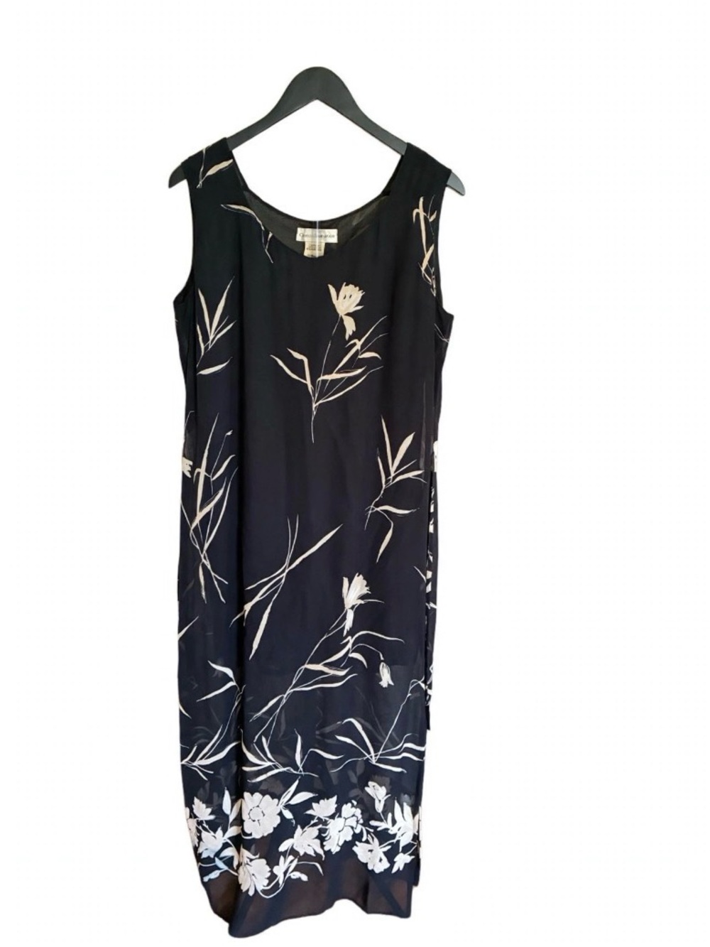 Casual Corner Black Maxi Dress with White Floral Print
